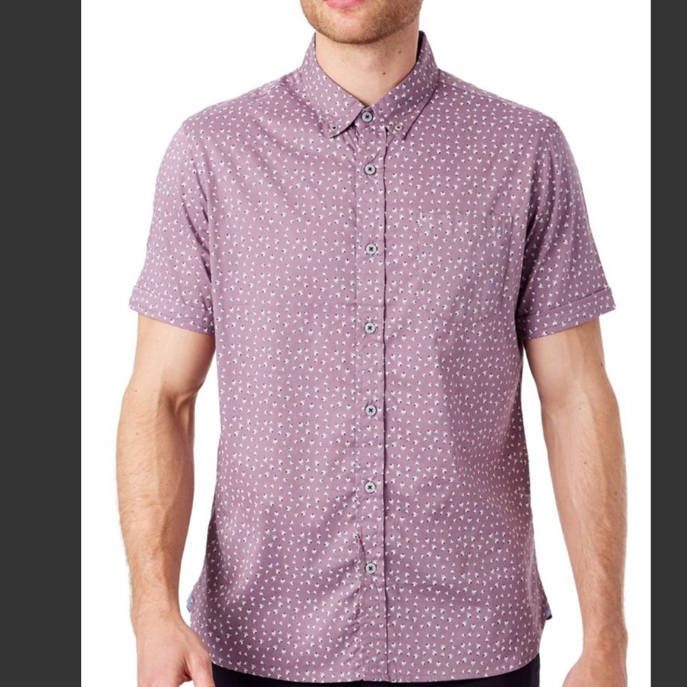 7 Diamonds Eyes of the Muse Slim Fit Short Sleeve Button-Down Sport Shirt